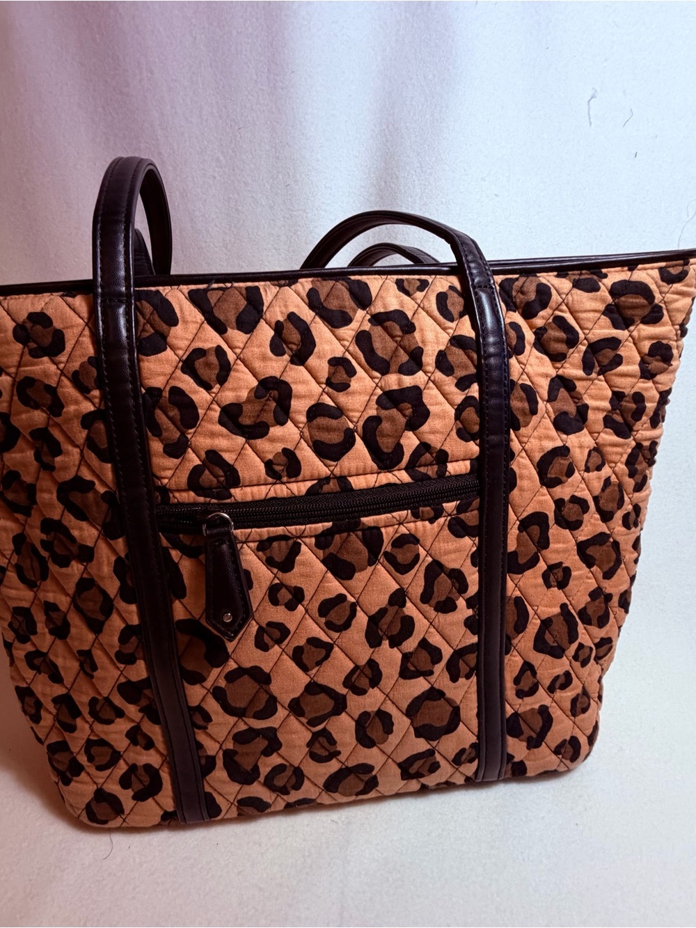 Vera Bradley Quilted Leopard Tote in Tan and Black
